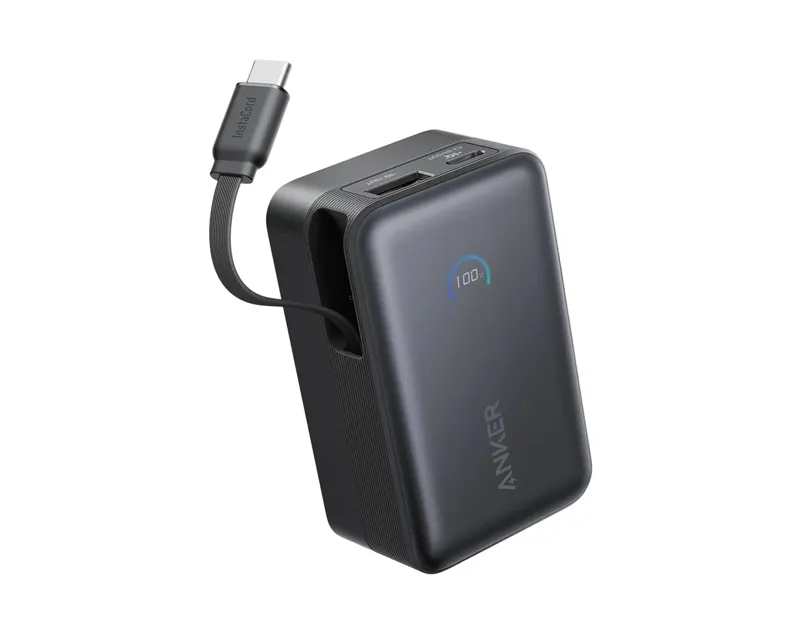 ANKER Nano 10000mAh, 45W, sa ugrađenim USB-C kablom na izvlačenje, Power Bank crni  Slika 2