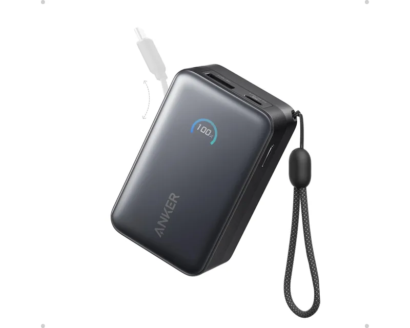 ANKER Nano 10000mAh, 45W, sa ugrađenim USB-C kablom na izvlačenje, Power Bank crni  Slika 3