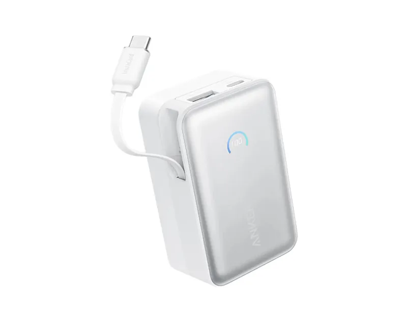 ANKER Nano 10000mAh, 45W, sa ugrađenim USB-C kablom na izvlačenje, Power Bank beli Slika 2