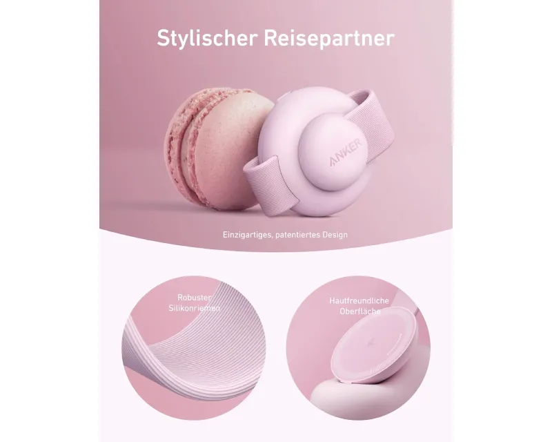 ANKER MagGo Bežični 3u1 sklopivi punjač roze Slika 5