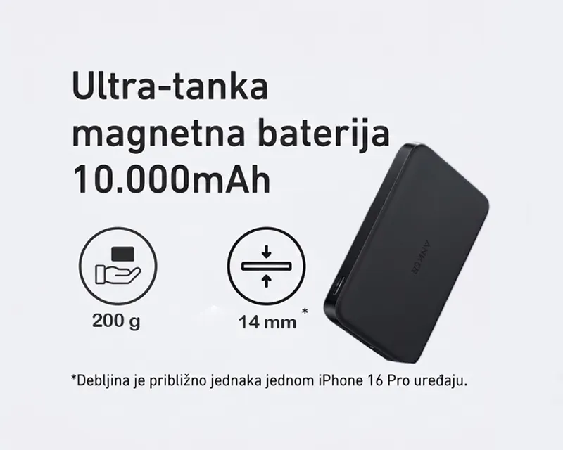 ANKER MagGo 10000mAh, 15W, magnetno bežični power bank, crni  Slika 7
