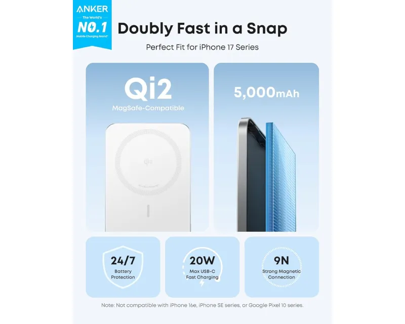 ANKER Nano 5000mAh, 20W, MagSafe Power Bank beli  Slika 3