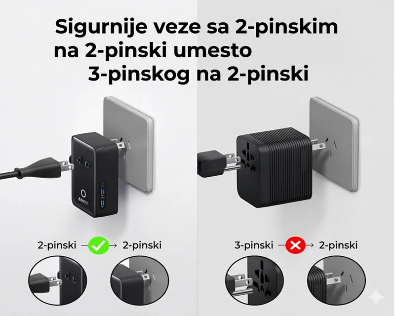 ANKER Nano 20W putni zidni punjač 5-portova (2x USB-A, 2x USB-C, utičnica EU na US, UK, AU i EU), crni  Slika 4