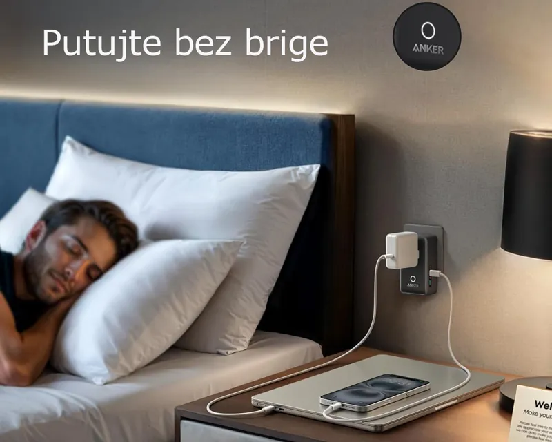 ANKER Nano 20W putni zidni punjač 5-portova (2x USB-A, 2x USB-C, utičnica EU na US, UK, AU i EU), crni  Slika 7