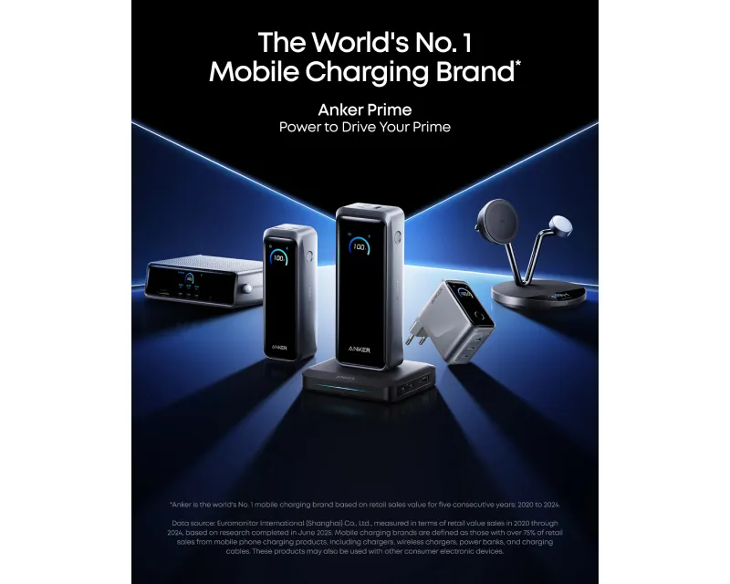 ANKER Prime 160W GaN zidni brzi punjač, 3-porta (3x USB-C) srebrni  Slika 7