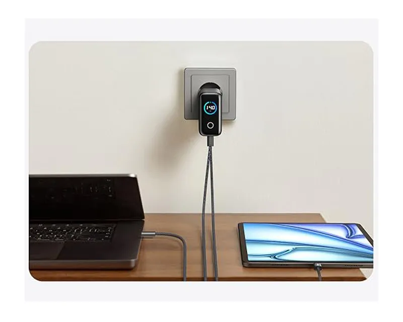 ANKER 140W zidni punjač 4-porta (3x USB-C, 1x USB-A) sa USB-C M/M pletenim kablom, tamno sivi  Slika 8