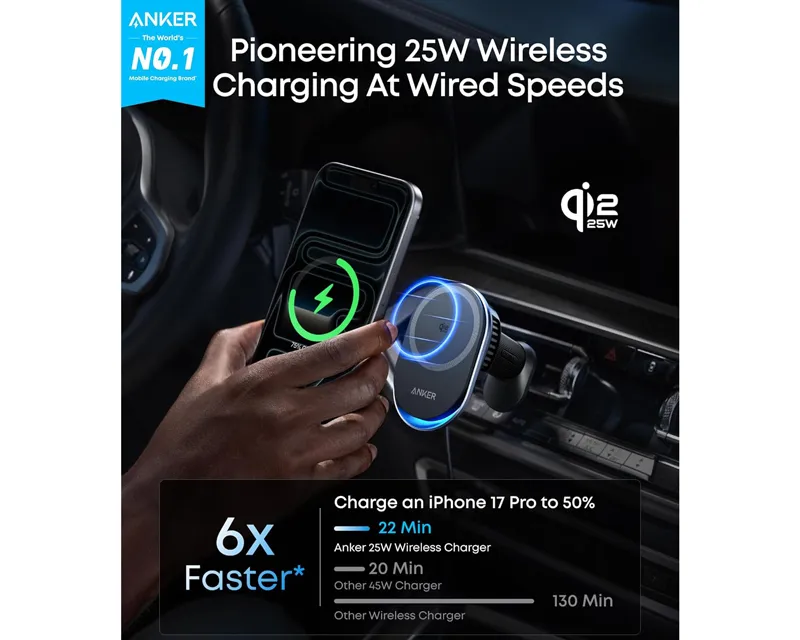 ANKER Prime 25W MagGo bežični + auto punjač sa USB-C M/M kablom, crni  Slika 4