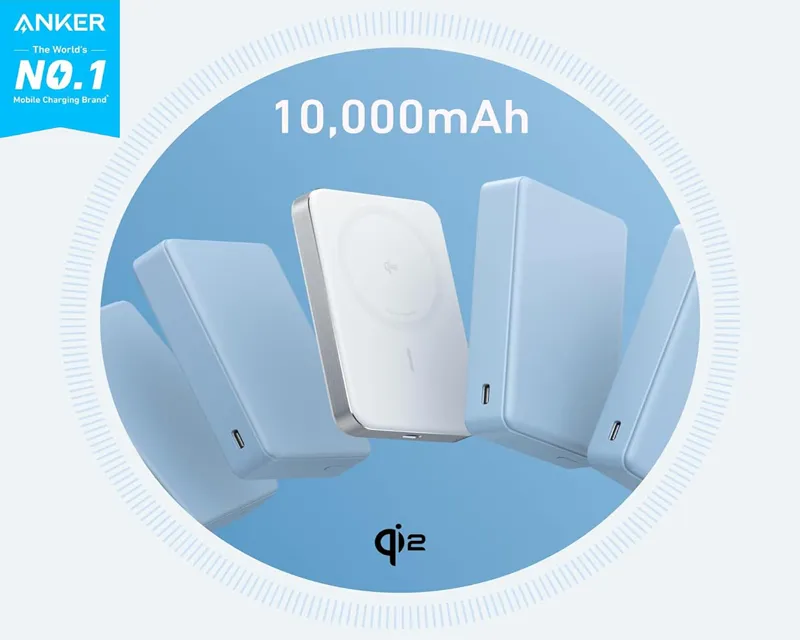ANKER MagGo 10000mAh, 15W, magnetno bežični power bank, beli Slika 2