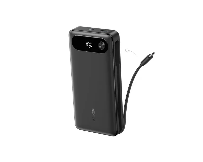 ANKER 20000mAh, 87W, sa ugrađenim USB-C kablom na izvlačenje, Power Bank crni  Slika 2