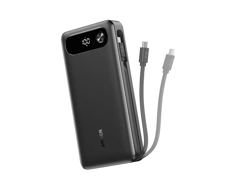 ANKER 20000mAh, 87W, sa ugrađenim USB-C kablom na izvlačenje, Power Bank crni  Slika 3