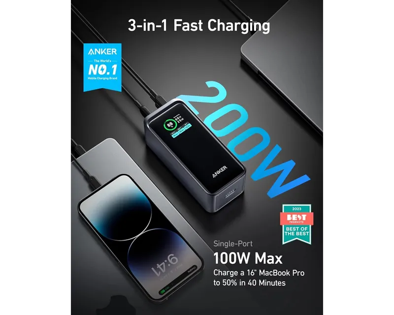 ANKER Prime 20000mAh, 200W, Power Bank za laptop crni Slika 6