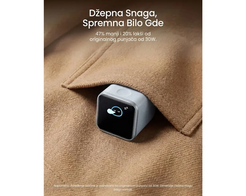 ANKER Nano 45W putni zidni punjač sa ekranom, USB-C port, beli Slika 6