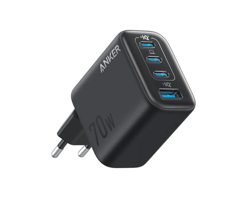 ANKER Zolo 70W 4-porta(3x USB-C i 1x USB-A) zidni punjač crni Slika 1