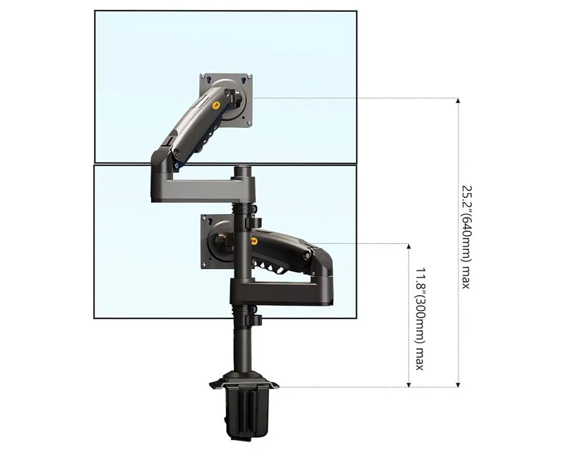 NORTH BAYOU H180 stoni nosač za dva monitora mat crni 17-27 inča  Slika 2