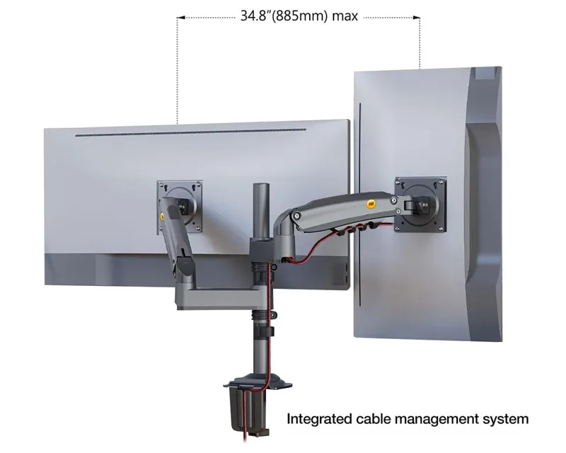 NORTH BAYOU H180 stoni nosač za dva monitora mat crni 17-27 inča  Slika 3