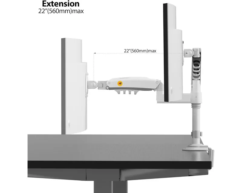 NORTH BAYOU H180 stoni nosač za dva monitora beli 17-27 inča  Slika 2