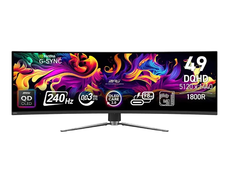 MSI 49 inča MPG 491CQPX QD-OLED DQHD 5120x1440 240Hz FreeSync Premium Pro zakrivljeni gaming monitor Slika 2
