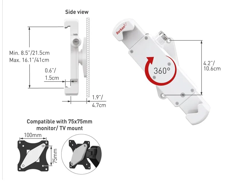 BARKAN T70VL zidni nosač za tablet od 7 do 14 inča Slika 3