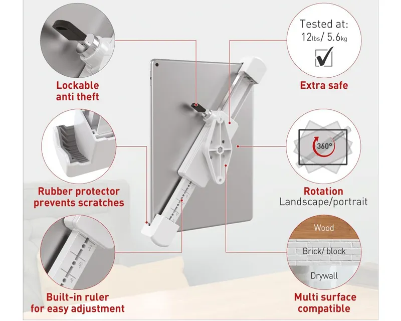 BARKAN T70VL zidni nosač za tablet od 7 do 14 inča Slika 4
