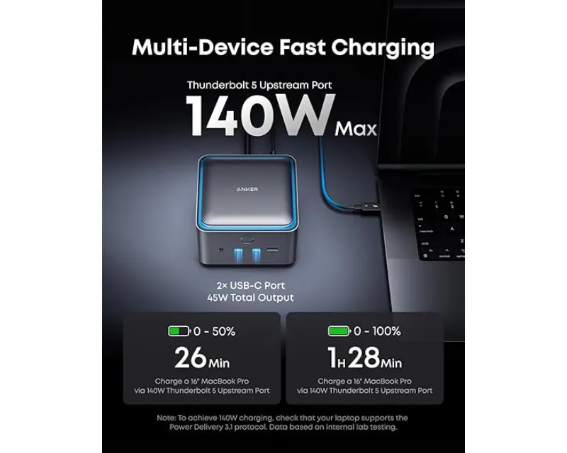 ANKER Prime Thunderbolt 5 Docking Stanica 140W, 14u1, siva  Slika 3