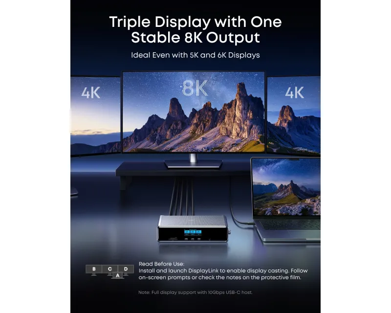 ANKER Prime Docking Stanica 140W, 14u1, Display Link, siva  Slika 2