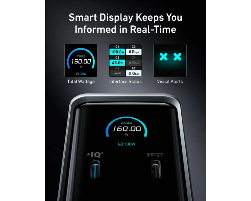 ANKER Prime Docking Stanica 160W, 14u1, Dual Display, siva Slika 3