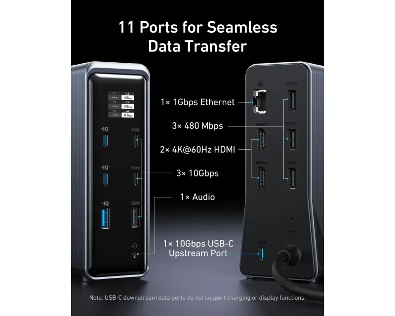 ANKER Prime Docking Stanica 160W, 14u1, Dual Display, siva Slika 4