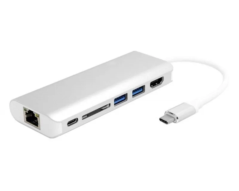 FAST ASIA Adapter-konvertor TIP C na HDMI+ 2xUSB 3.0+ SD+ TIP C+ RJ45  Slika 1