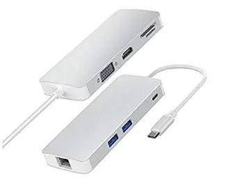 FAST ASIA Adapter-konvertor TIP C na VGA+HDMI+SD/MICRO SD+RJ 45+2xUSB3.0+TIP C  Slika 1
