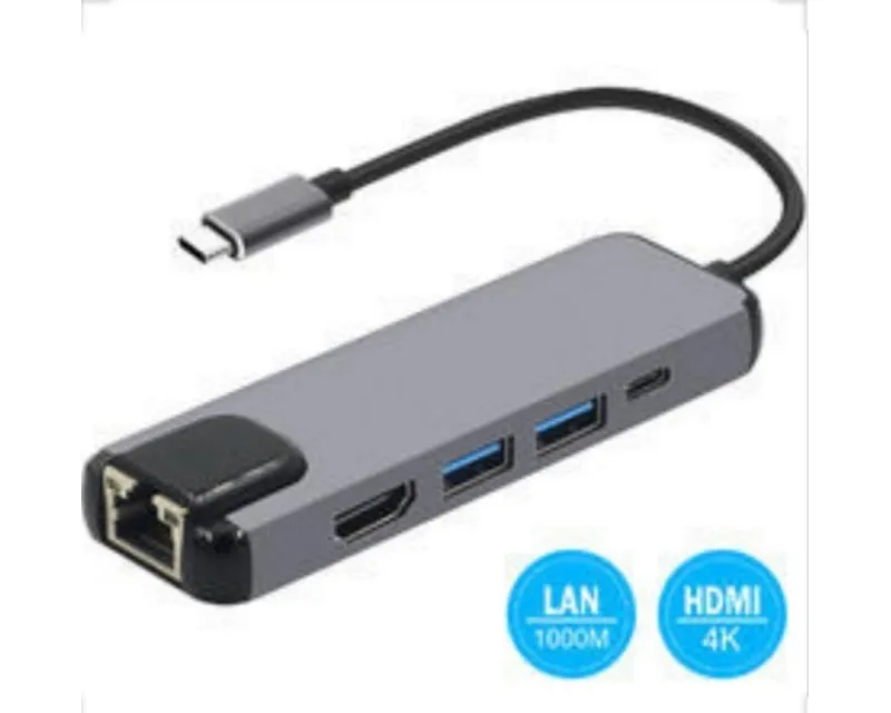 FAST ASIA Adapter-konvertor TIP-C na HDMI + 2xUSB 3.0 + TIP C + RJ45 Slika 1
