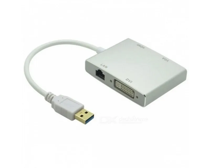 FAST ASIA Adapter-konvertor USB 3.0 na HDMI + VGA+DVI + RJ45 Slika 1