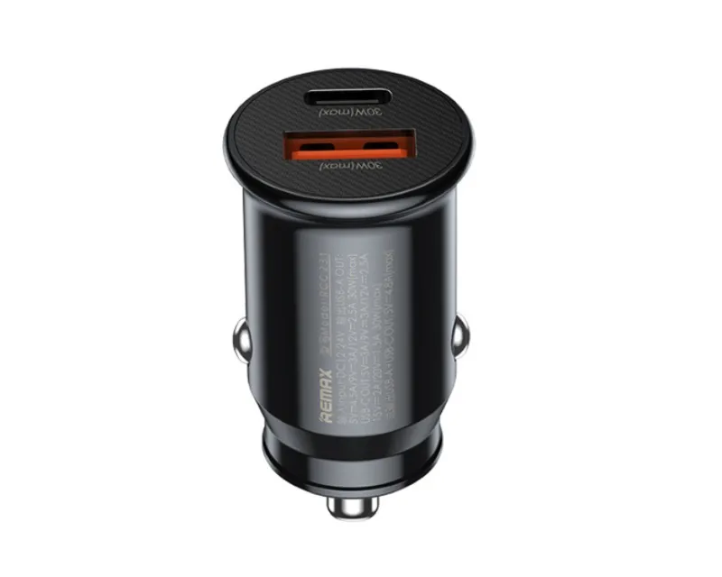REMAX Auto punjač adapter 1xUSB A + 1xTIP C 30W RCC231, crni Slika 1