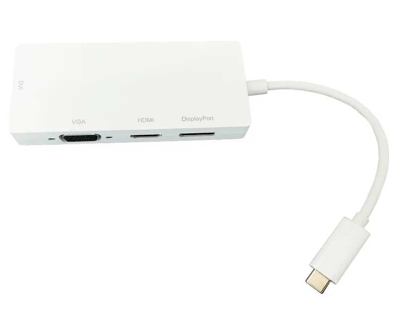 E-GREEN Adapter USB 3.1 tip C (M) - Display Port + HDMI + VGA + DVI (F) beli  Slika 2