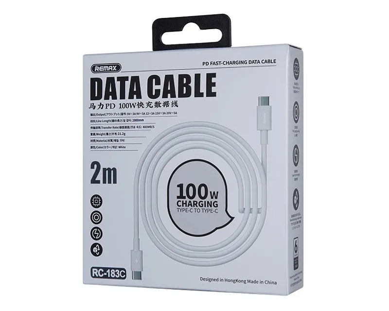 REMAX DATA kabl Marlik TIP C na TIP C RC-183c 100W, 2m beli Slika 2
