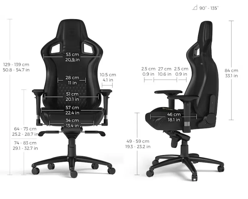 NOBLECHAIRS EPIC Real Leather Gaming stolica crna  Slika 6
