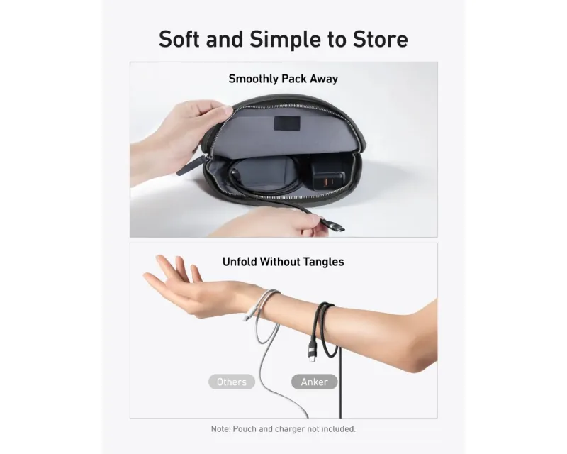 ANKER USB tip-C kabl M/M 0.9m, za Super brzo punjenje 240W/480Mbps, pleteni, crni Slika 2