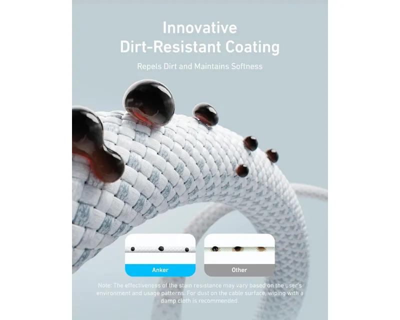 ANKER Zolo USB tip-C kabl M/M 1m, za Apple, super brzo punjenje 240W/480Mbps, pleteni, beli Slika 2