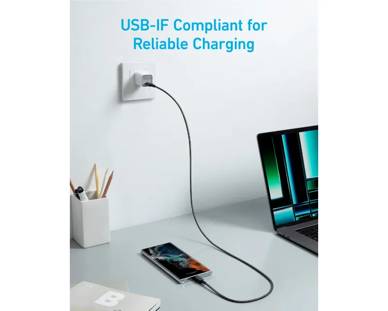 ANKER 322 USB tip-C na USB tip-C kabl M/M 1.8m, 60W, pleteni, crni Slika 3