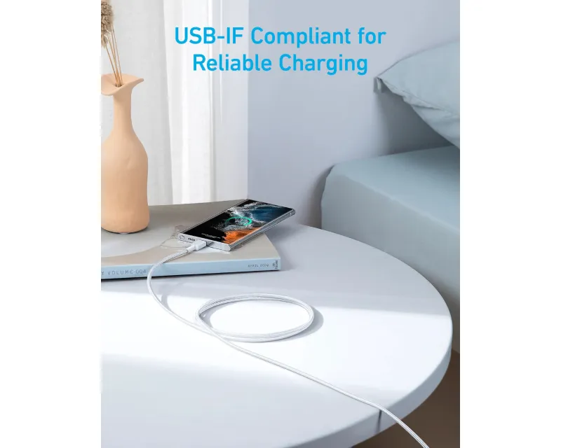 ANKER 322 USB tip-C na USB tip-C kabl M/M 0.9m, 60W, pleteni, beli Slika 6