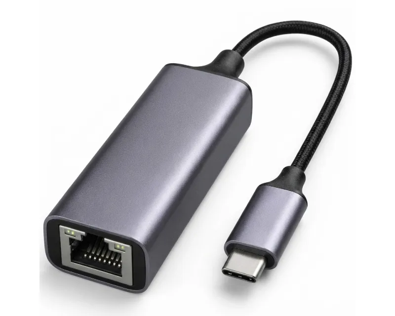 E-GREEN Mrežni Adapter USB 3.1 tip C (M) - Gigabit ethernet RJ-45 (F) crni Slika 1
