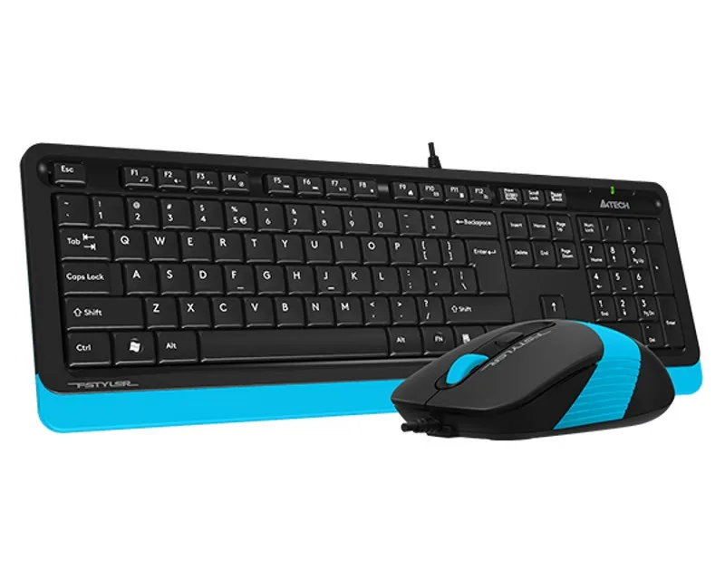 A4 TECH F1010 FSTYLER USB US plava tastatura + USB plavi miš Slika 3