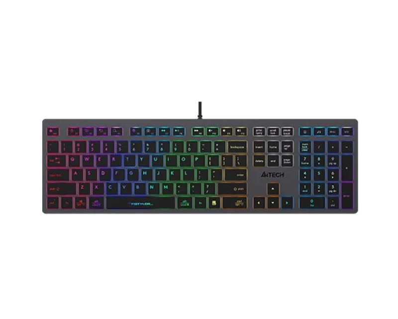 A4 TECH FX60 Scissor Switch Neon Backlit USB US siva tastatura Slika 1