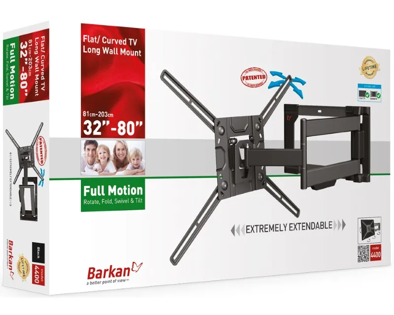 BARKAN 4400.B LCD TV zglobni zidni nosač do 86 inča za ravne i zakrivljene televizore Slika 2