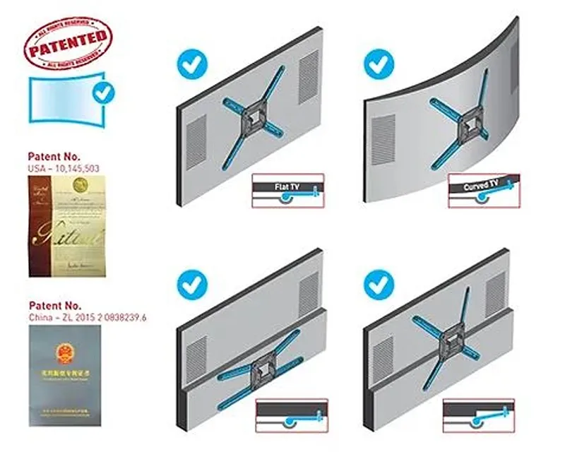 BARKAN 4400.B LCD TV zglobni zidni nosač do 86 inča za ravne i zakrivljene televizore Slika 6
