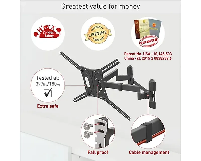 BARKAN BM464 LCD TV zglobni zidni nosač od 13 do 90 inča Slika 5