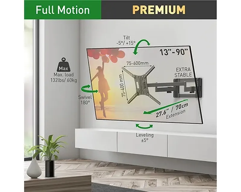 BARKAN BM464L LCD TV zglobni zidni nosač od 13 do 90 inča za ravne i zakrivljene televizore Slika 4