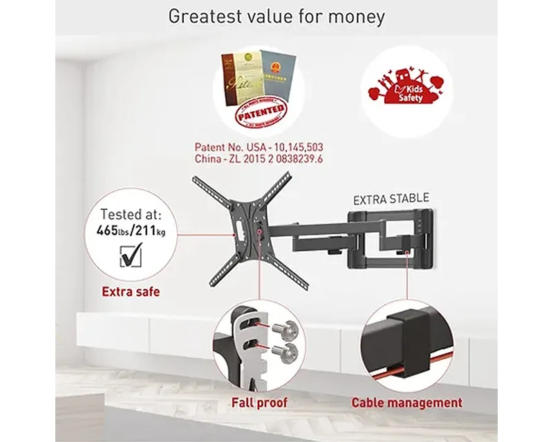 BARKAN BM464L LCD TV zglobni zidni nosač od 13 do 90 inča za ravne i zakrivljene televizore Slika 5