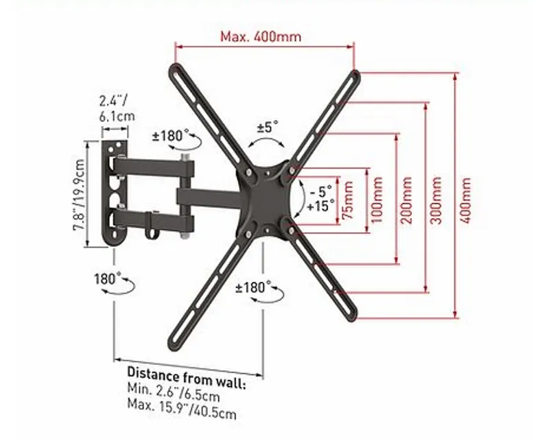 BARKAN E3433 LCD TV zglobni zidni nosač do 65 inča Slika 2