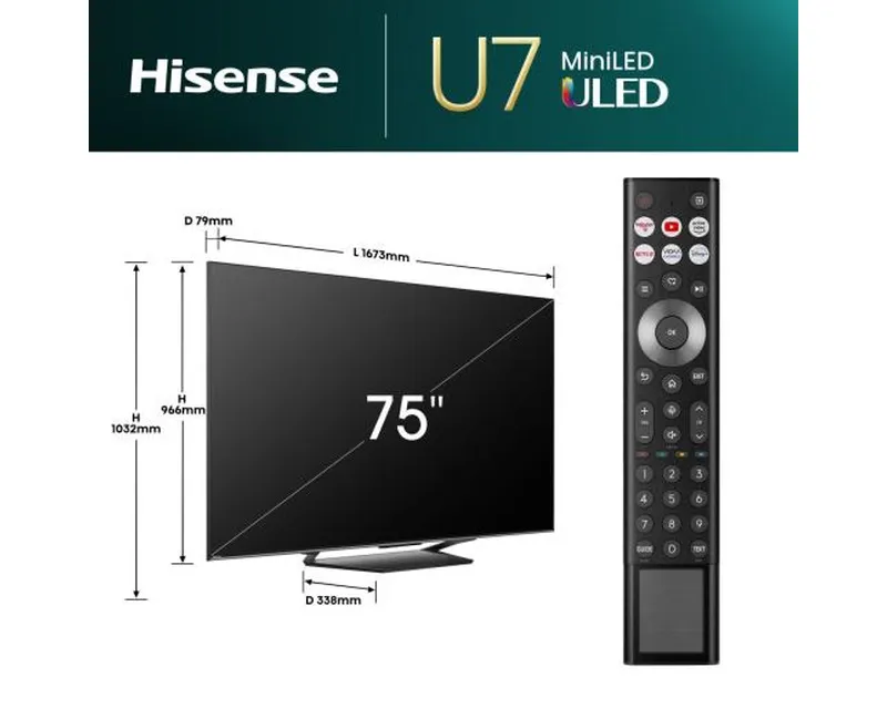 HISENSE 75 inča 75U7NQ ULED Mini-LED 4K UHD Smart TV Slika 3