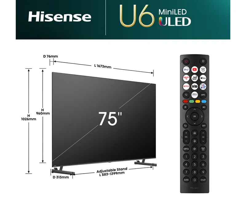 HISENSE 75 inča 75U6NQ ULED Mini-LED 4K UHD Smart TV Slika 2